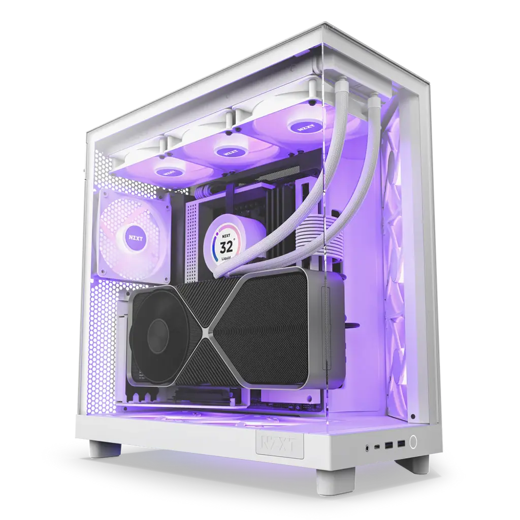 NZXT H6 Flow RGB Compact Dual-Chamber Mid-Tower ATX PC Gaming Case - White