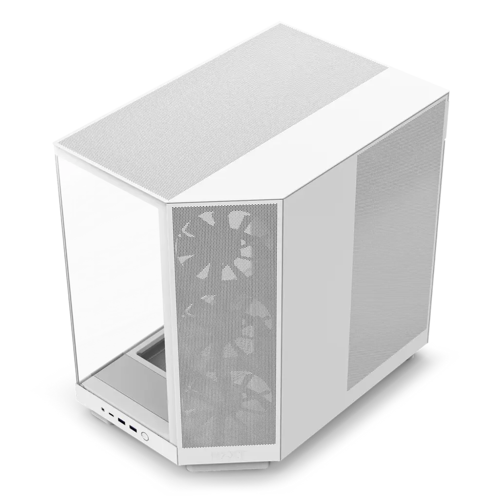 NZXT H6 Flow Compact Dual-Chamber Mid-Tower PC Gaming Case with Tempered Glass Panels - White