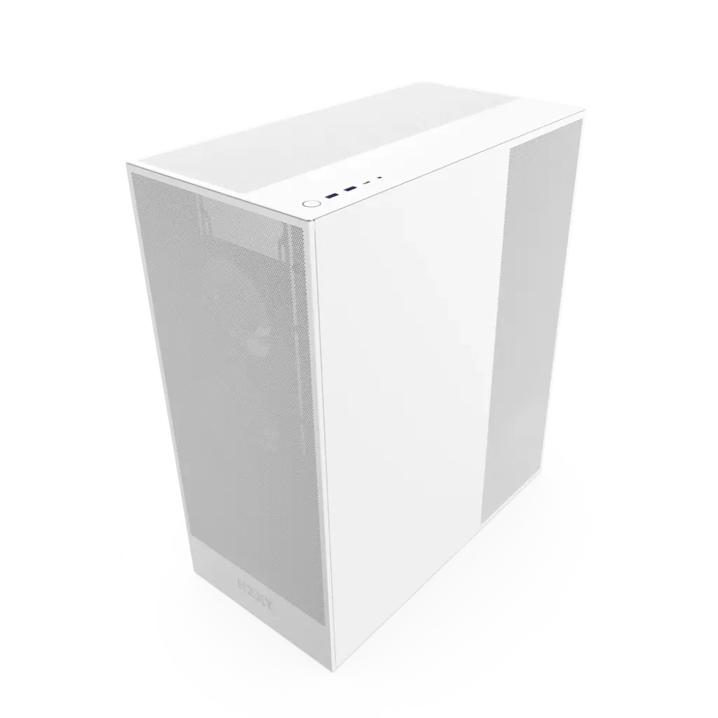NZXT H7 Flow Premium Tempered Glass Compact Mid-Tower ATX Airflow PC Case - Matte White