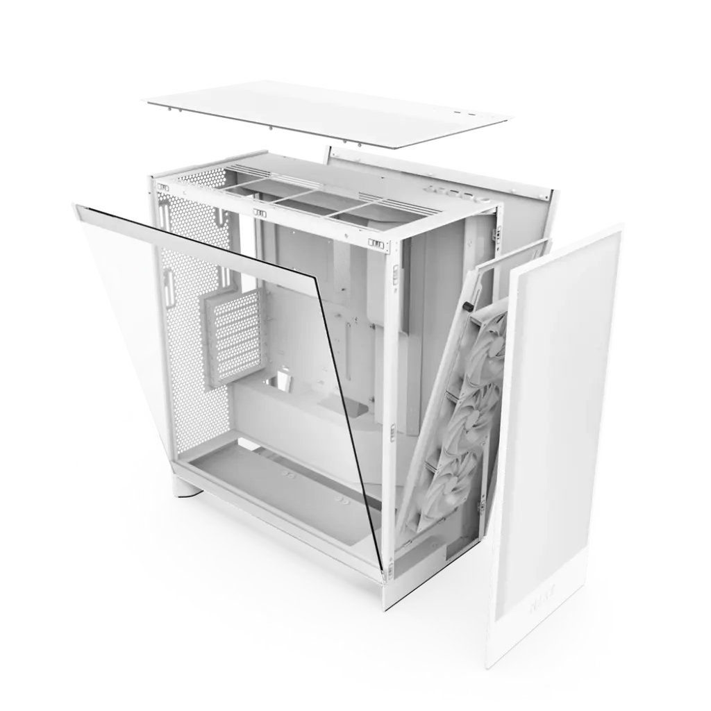 NZXT H7 Flow RGB Tempered Glass Compact Mid-Tower ATX Airflow PC Case - White Edition