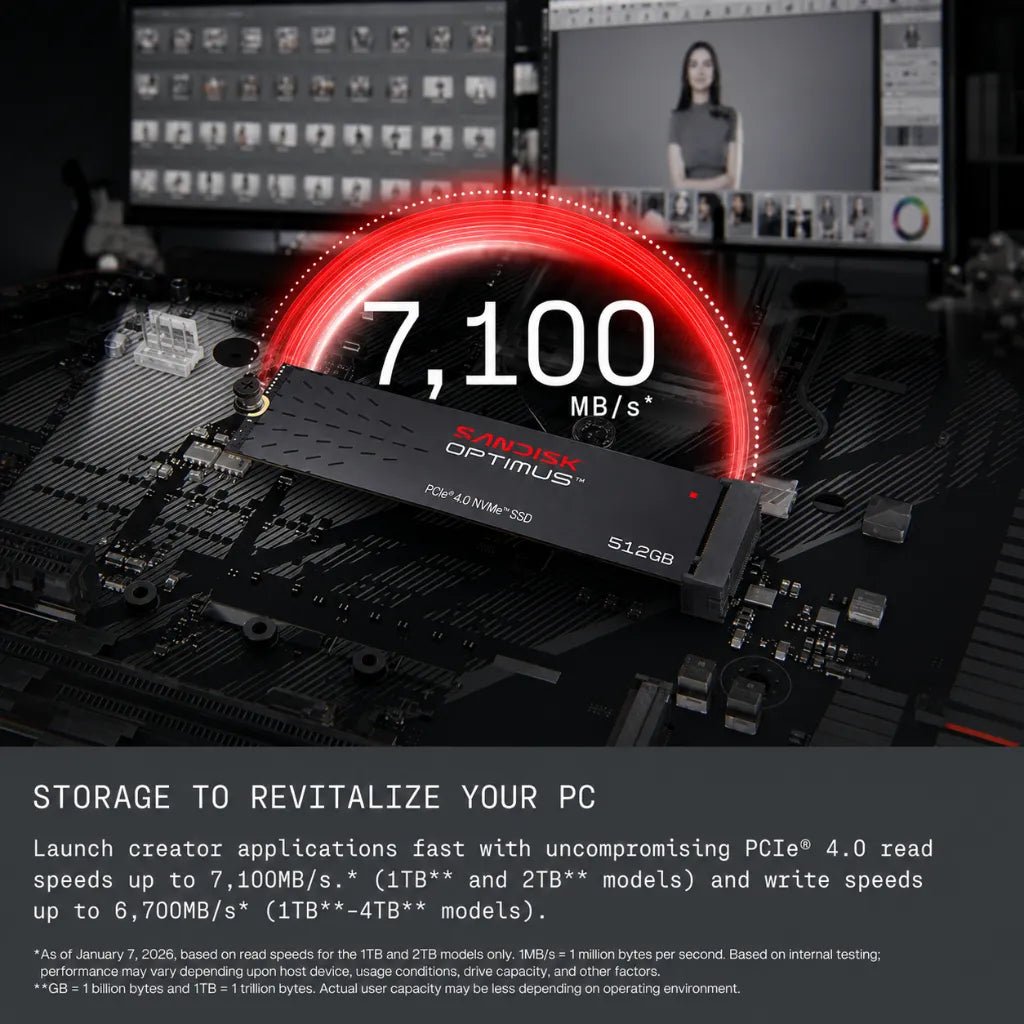 SanDisk Optimus 5100 500GB NVMe PCIe 4.0 M.2 2280 Internal SSD for High-Performance PC and Laptop