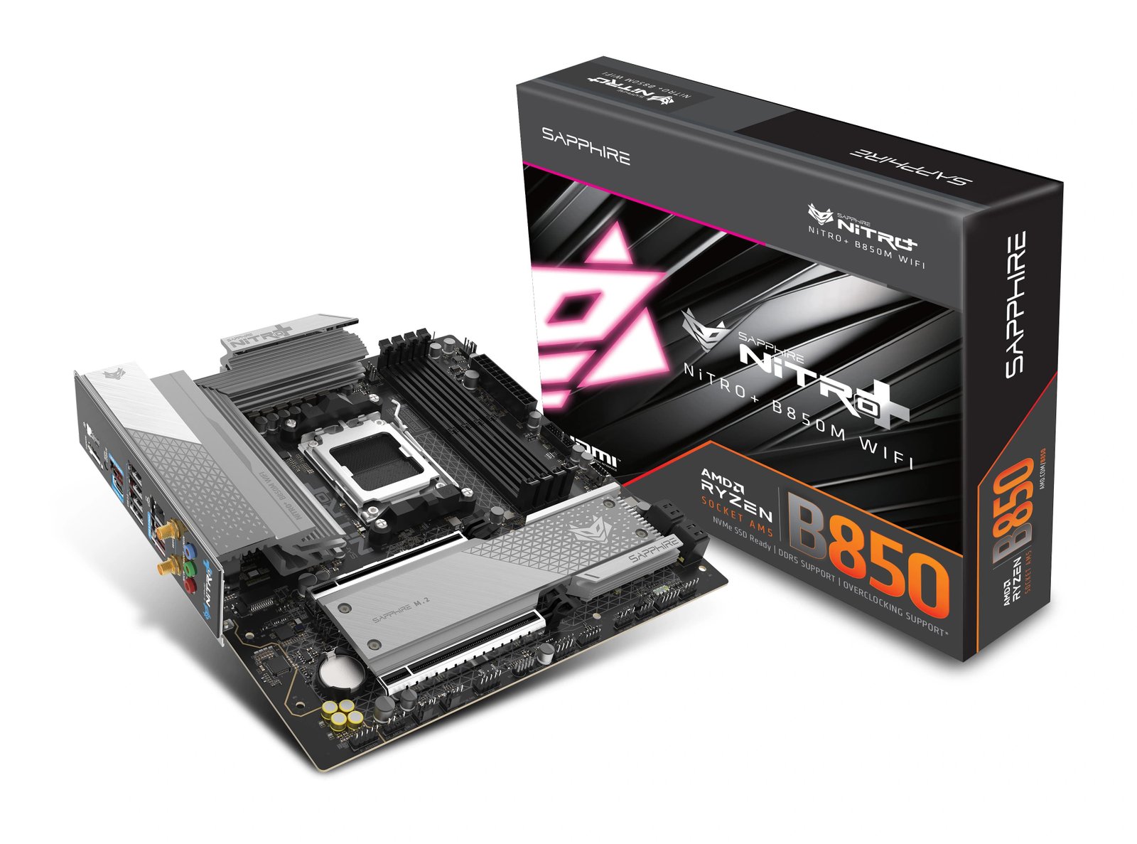 SAPPHIRE NITRO+ B850M WIFI Micro-ATX Motherboard for AMD AM5 Ryzen 7000/8000/9000 Series Processors