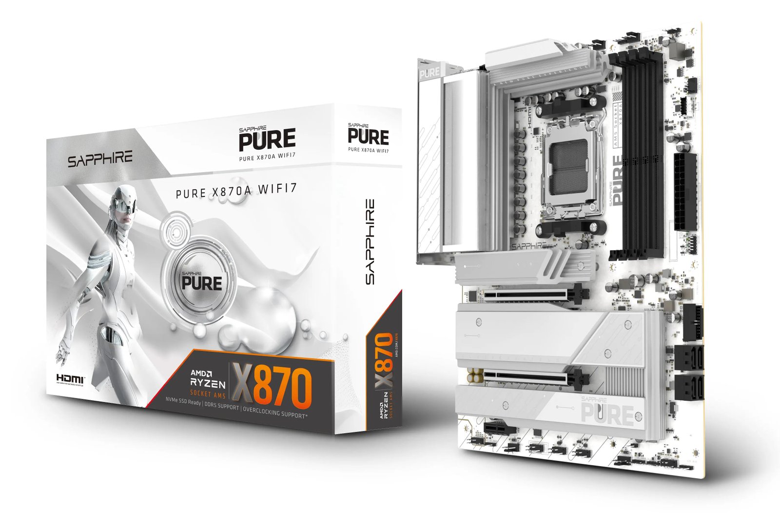SAPPHIRE PURE X870A WIFI 7 AMD AM5 ATX Motherboard - High Performance Gaming Mainboard