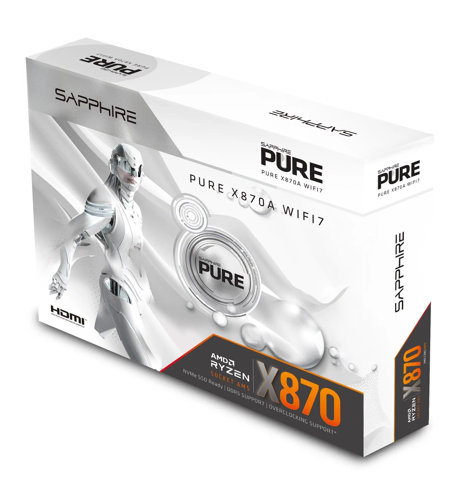 SAPPHIRE PURE X870A WIFI 7 AMD AM5 ATX Motherboard - High Performance Gaming Mainboard