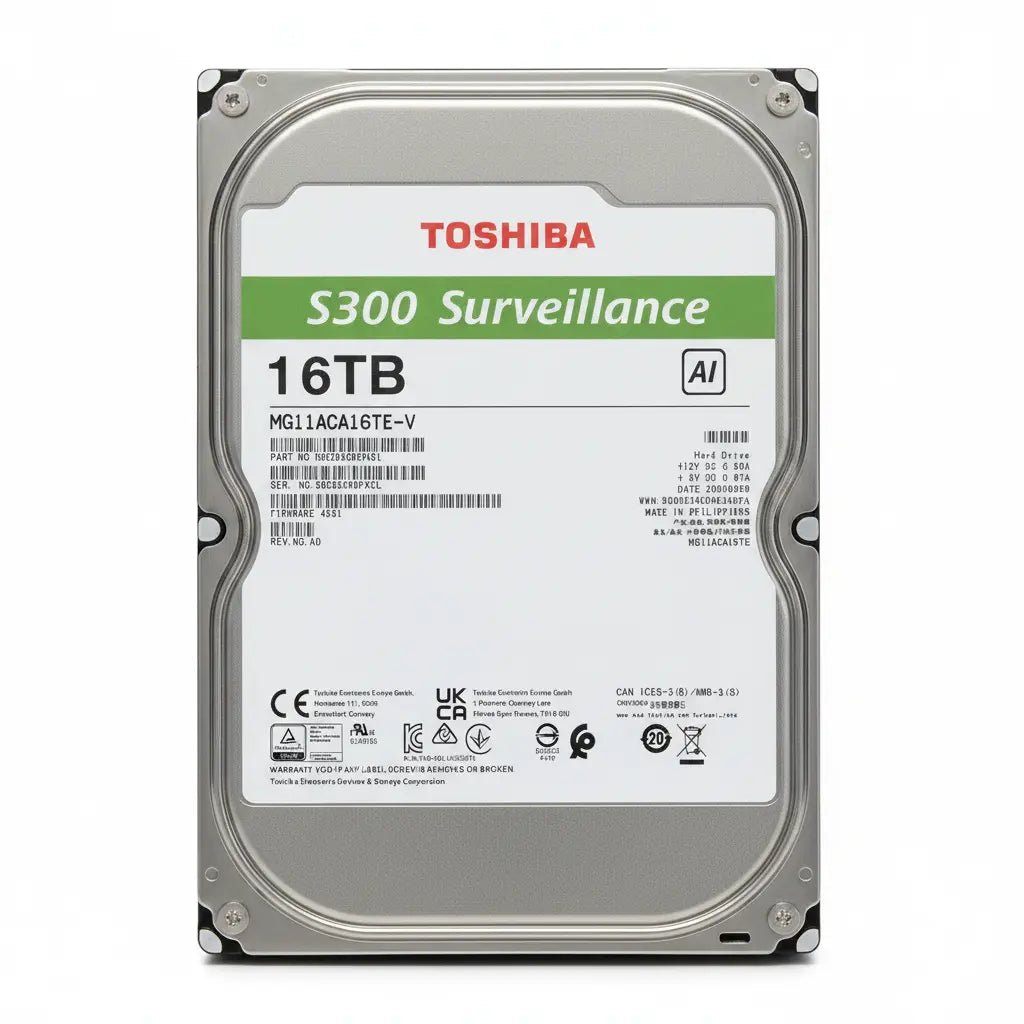 Toshiba S300 16TB Surveillance Hard Drive for AI-Enabled DVR and NVR Security Systems