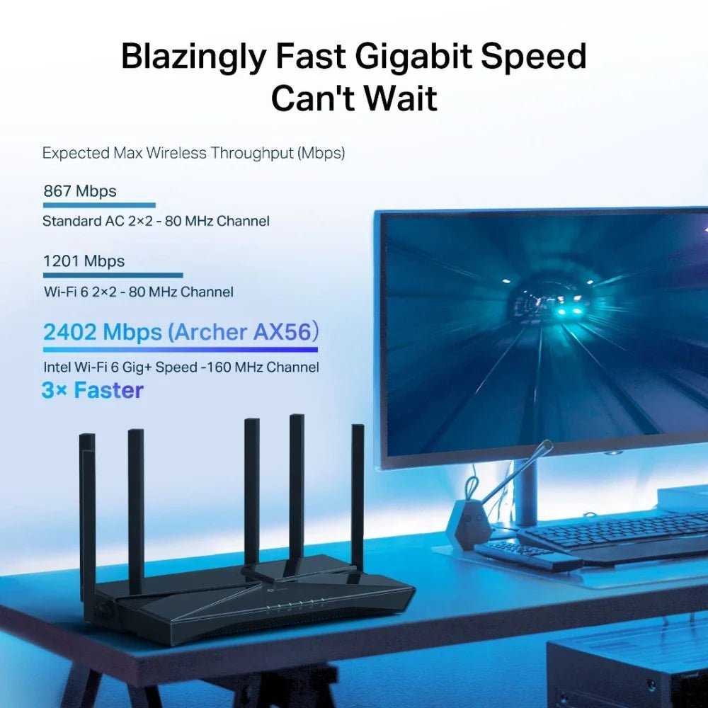 TP-Link Archer AX3000 AX56 Dual-Band Wi-Fi 6 Router with Gigabit Ports