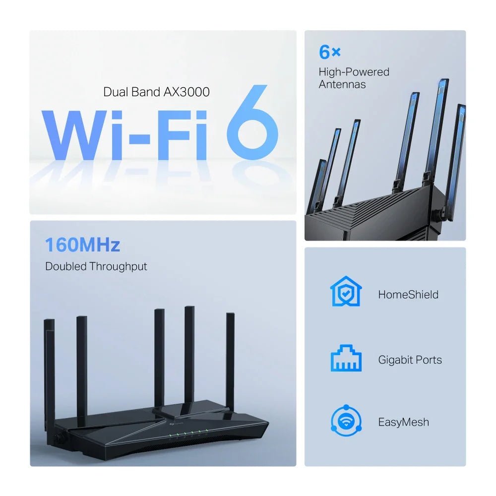 TP-Link Archer AX3000 AX56 Dual-Band Wi-Fi 6 Router with Gigabit Ports