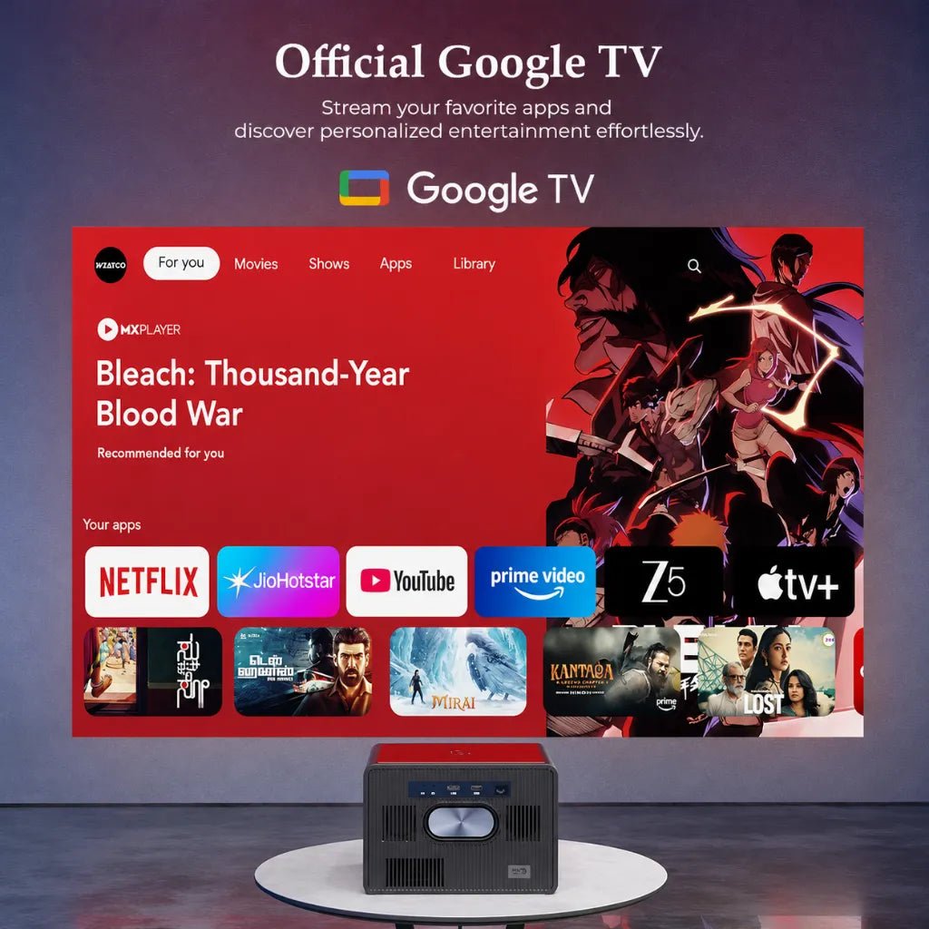 WZATCO Legend GT 4K Smart Home Theater Projector with Official Google TV and HDR Support