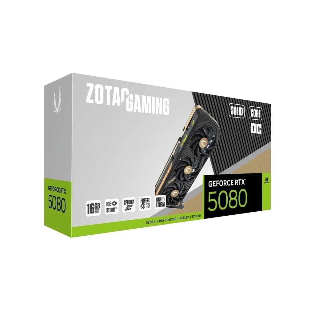 ZOTAC GAMING GeForce RTX 5080 SOLID CORE OC 16GB GDDR7 High-Performance Graphics Card